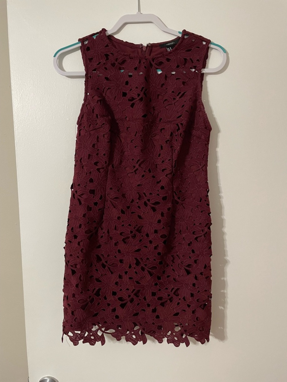 Forever 21 Wine Floral Lace Dress
